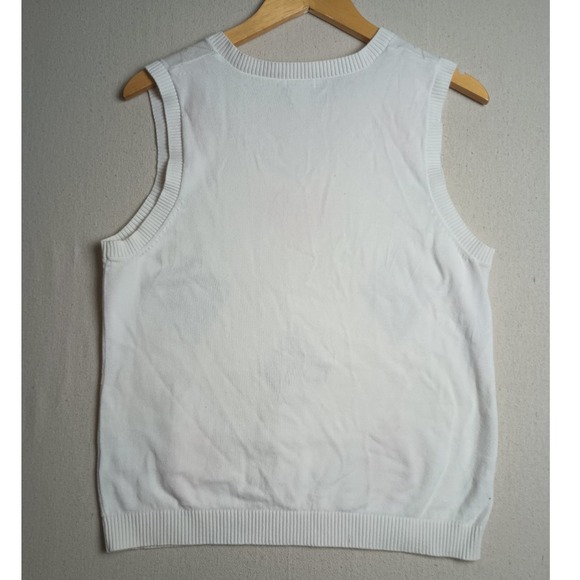 IZOD Argyle Sweater Vest Preppy Sleeveless Grandma Pink Brown White Large G - Picture 4 of 4